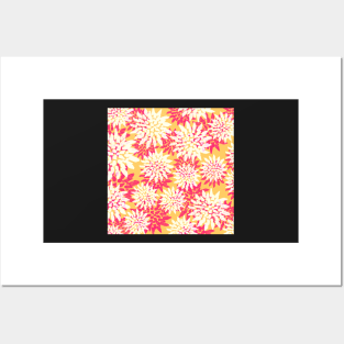 Strawberry Lemon Petals - Yellow, Pink, and White - Digitally Illustrated Abstract Flower Pattern for Home Decor, Clothing Fabric, Curtains, Bedding, Pillows, Upholstery, Phone Cases and Stationary Posters and Art